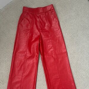 Line & Dot Red Wide-Leg Pants